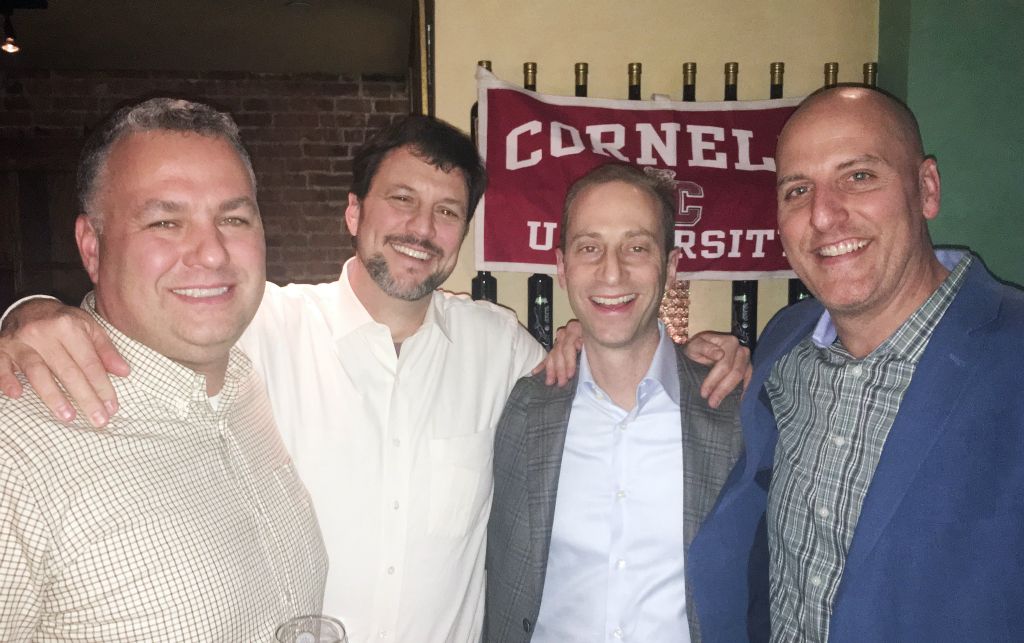 Pledge class of the fall of ’92: Greg Fairbank ’96, Adam Metwalli, Doug Sundheim ’96, and Steve Gettins ’96.