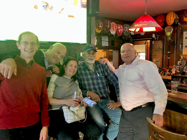 Homecoming fun at the Creeker with Chuck Grundner '75, Rich Ellenbogen '78 and Maryann Ellenbogen, Steve "Stash" Schaeffer '73, and Tom Weeks '77.