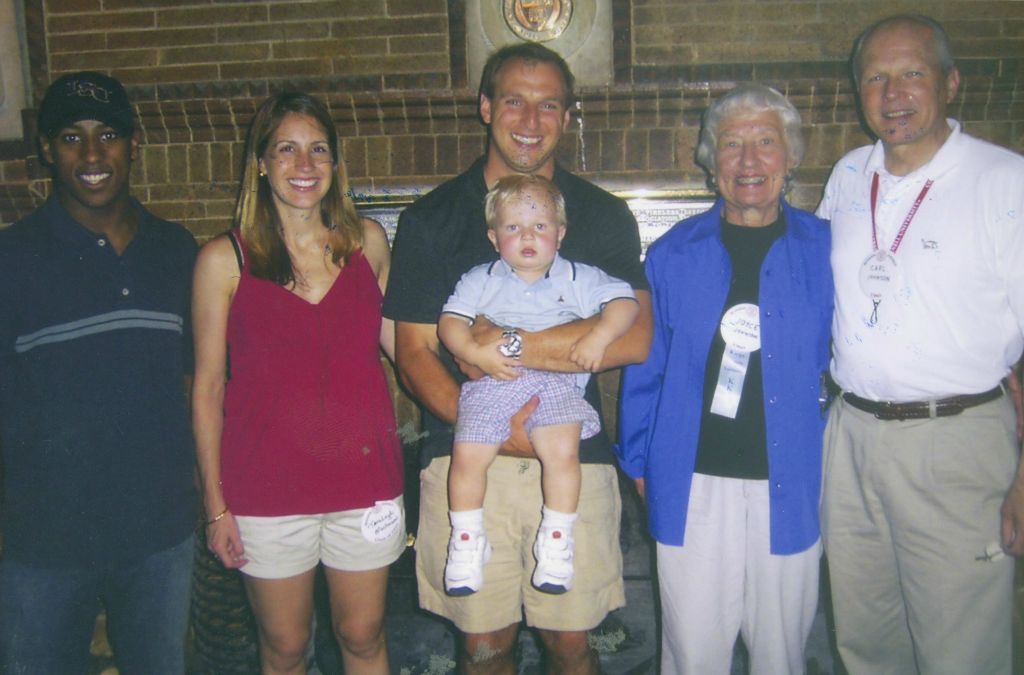 2005 Reunion (L-R): Jarin Jackson '07, Taraleigh Masterson, Ryan Masterson '95, and Joyce and Carl Johnson '60.