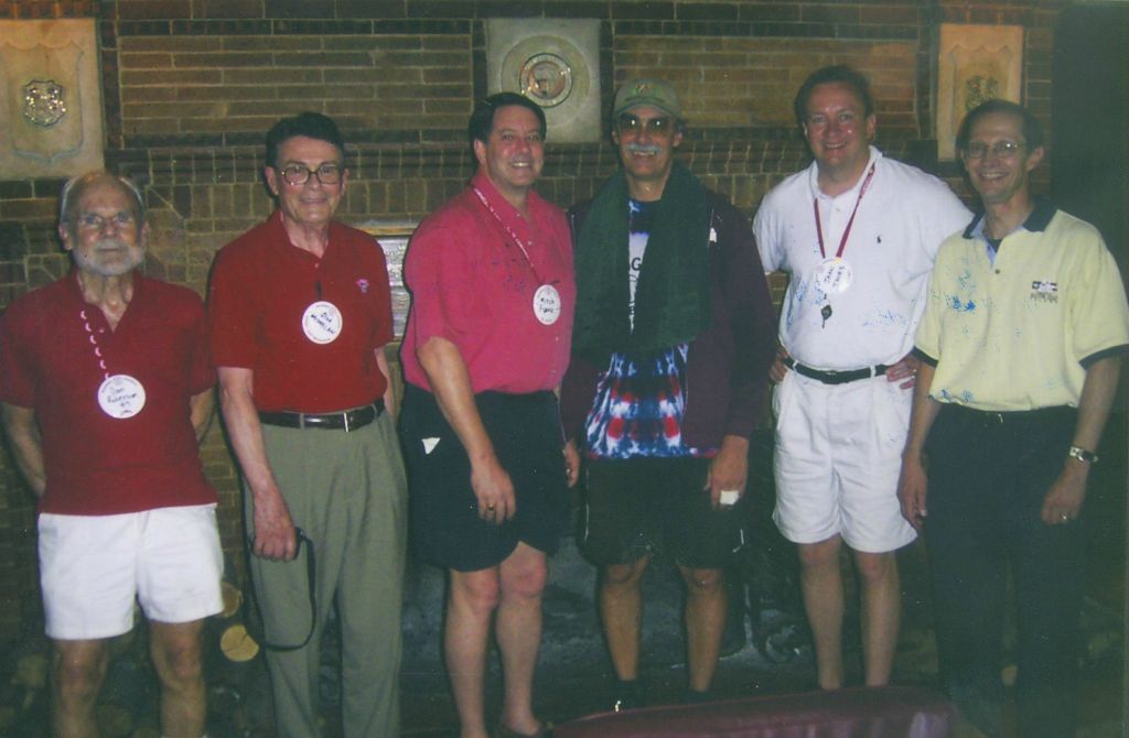 2005 Reunion (L-R): Don Roberson '49, Jim McMillan '50, Mitch Frank '75, Steve Schaeffer '73, Jaan Janes '85, and Chuck Grundner '75.