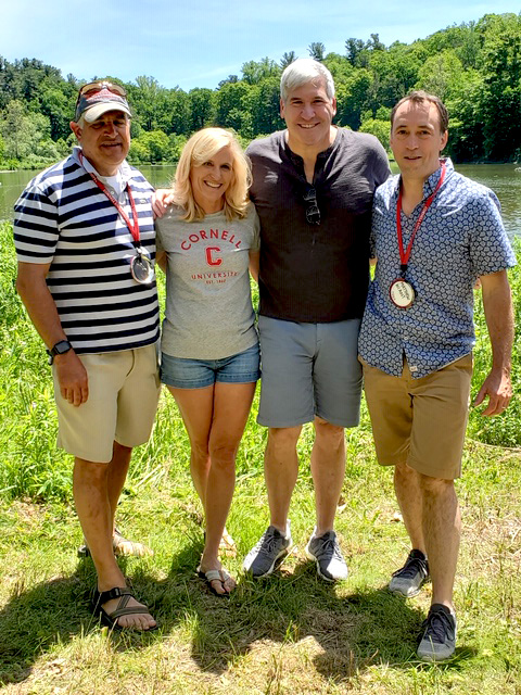 John Kowalchik '84, Cheryl Kessler, Mickey Harris '84, and Matt Wiant '84